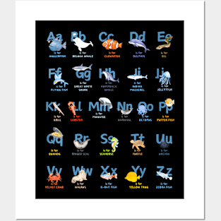 Alphabet Ocean Animals Lover Pre-K Kindergarten Teacher Posters and Art